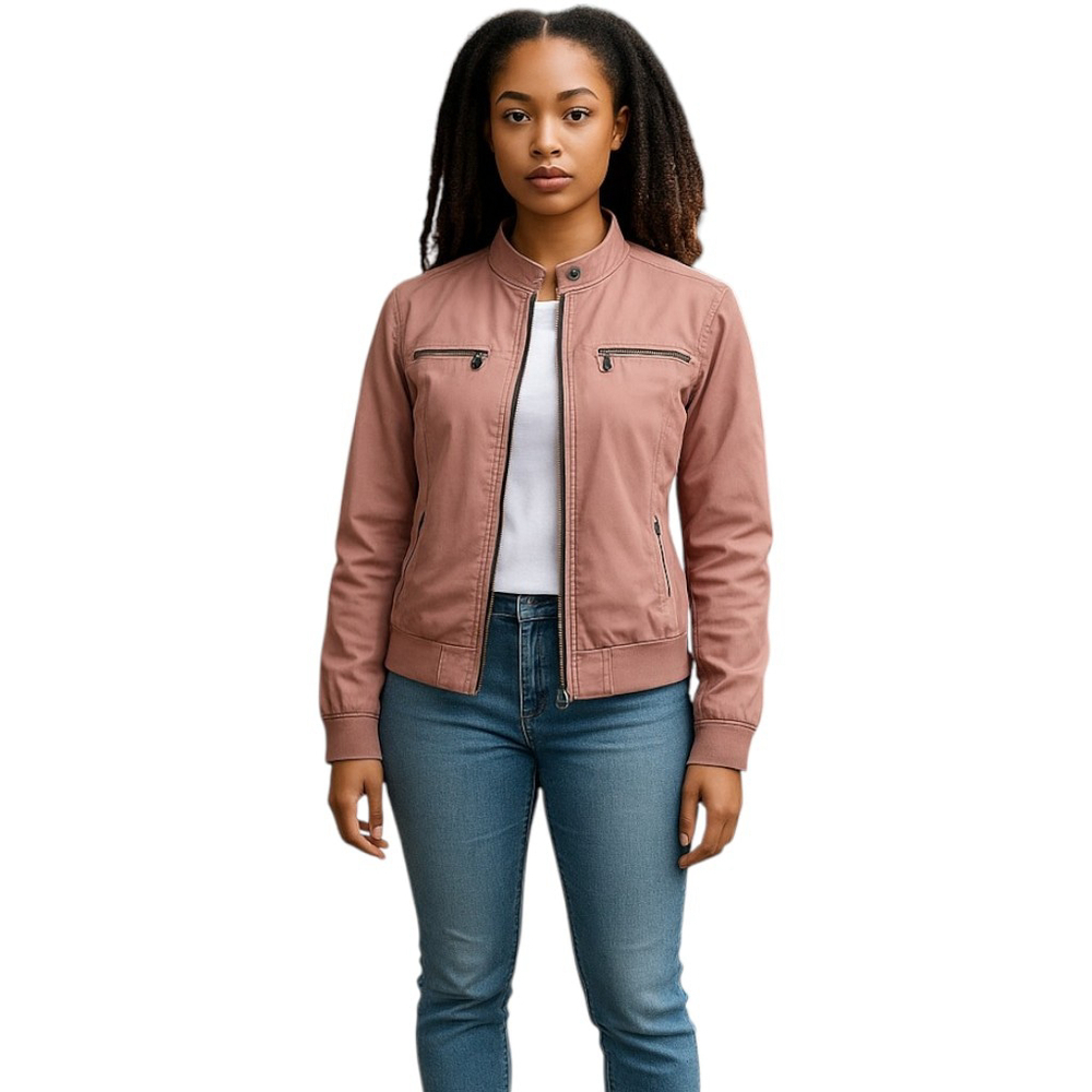 IRIS Bomber Jacket Womens Medium Pink Moto Biker